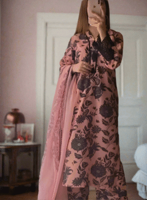 WDR-100(2) 2 & 3 Piece LAWN Unstitched Suit with Digital Print & Chiffon Dupatta | R-100