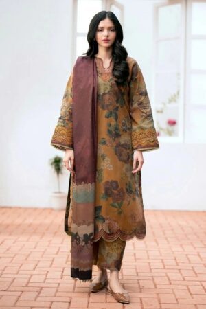 WDR-108_1 Printed Lawn 3 Piece Unstitched Suit | R-108