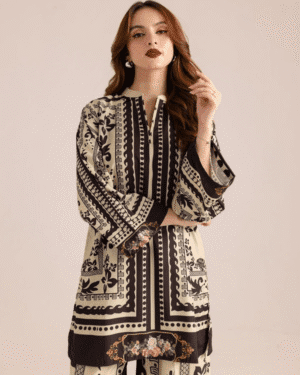 WDR-113(4) Crepe Wrinkle-Free & Flowy 2 Piece Printed Co-Ord Outfit – Unstitched Women’s Dress | R-113